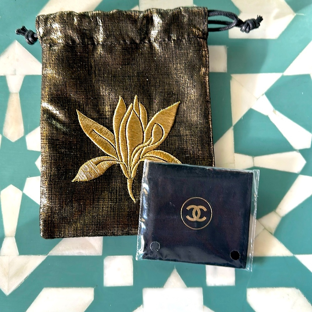 Chanel pouch and pocket mirror